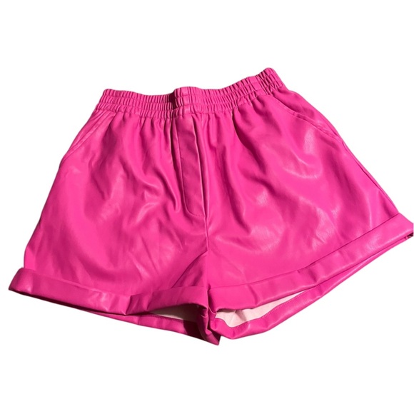 STEVE MADDEN High-Waisted Shorts Vegan Leather Pink size M - Picture 2 of 4